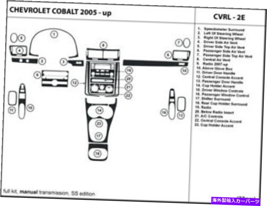 内装パーツ シューズカルメットSS→2005-2010オアシュタゥー2チェアプットリットリーカット - オリジナルのタイトルを表示する シボレーコバルトSS版 2005-2010 マニュアルシフター 2 ドア用ダッシュトリムキット- show original title