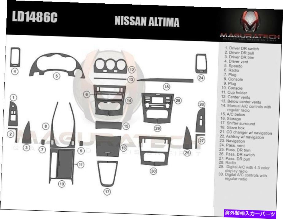 内装パーツ 日本Altima 2DR 2010-2013合成シューズラーザッツポッシュトリザット - オリジナルのタイトルを表示する 日産 Altima 2DR 2010-2013 適合 ナビゲーション ラージ ウッド ダッシュ トリム キット- show original title