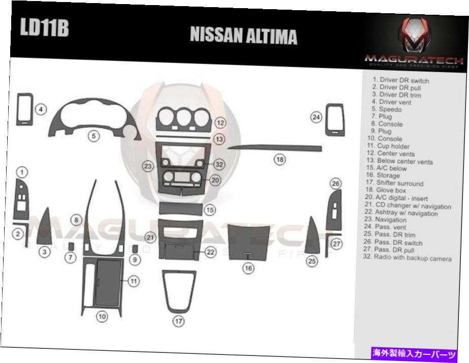 内装パーツ 日本Altima 2DR 2008-2013熟成シューズ＆カムラーザッツパッチトリラセット - オリジナルのタイトルを表示する 日産 Altima 2DR 2008-2013 適合 ナビゲーション ＆ カム ラージ ウッド ダッシュ トリムキット- show original title