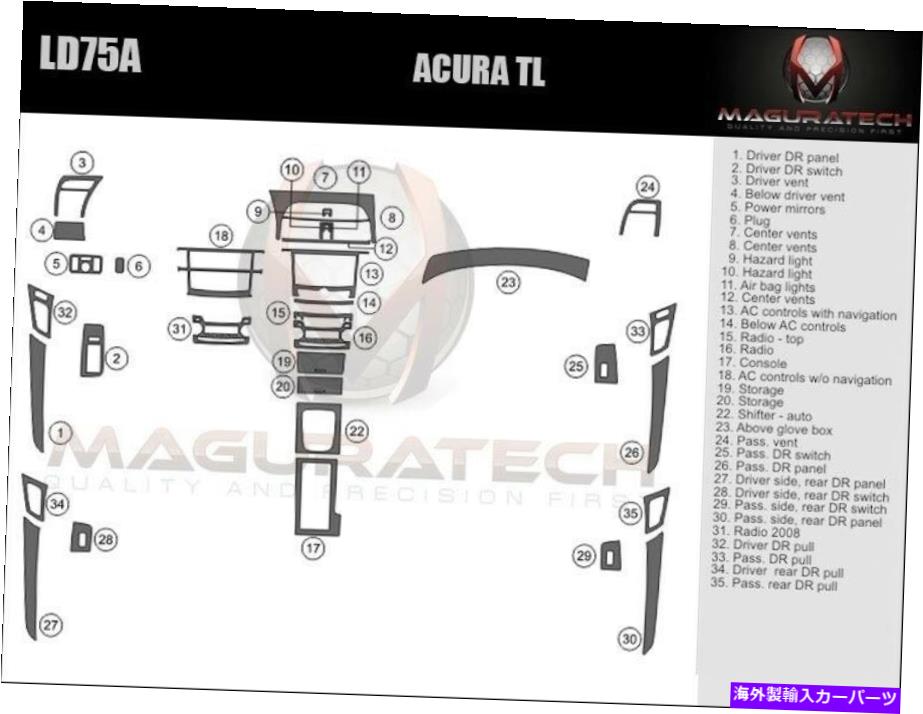 内装パーツ AutoTrans Deluxeラーザッツドドトリッドパッケット付きAcura TL 2007-2008に登録 - オリジナルのタイトルを表示する AutoTrans Deluxe ラージ ウッド ダッシュ トリムキット付き Acura TL 2007-2008 に適合- show original title