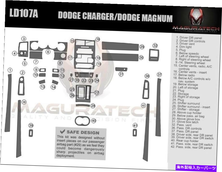 内装パーツ Dodge Charger 2006-2007適合oシェリンドラーザッツポッシュトリザット - オリジナルのタイトルを表示する Dodge Charger 2006-2007 適合 Oナビゲーション ラージ ウッド ダッシュ トリムキット- show original title