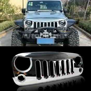 Jeep ジープ グリルガード 07-16 Jeep Wrangler JK Triple Chrome Angry Bird Replacement Grille Shell Rubicon 7月16日ジープ・ラングラーJKトリプルクローム怒っている鳥の交換グリルシェルルビコン