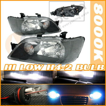 Mitsubishi Lancer ヘッドライト Hi + Low HID 02-03 Mitsubishi Lancer JDM Black Headlights こんにちは+低HID 02-03三菱ランサーJDMブラックヘッドライト