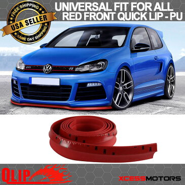 USパーツ フィットVWフロントバンパーリップPUスプリッタークイックリップチンEZインストール - 100インチレッド Fit VW Front Bumper Lip PU Splitter Quick Lip Chin EZ Install - 100 Inch Red