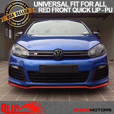 USパーツ フィットVWフロントバンパーリップPUスプリッタークイックリップチンEZインストール - 100インチレッド Fit VW Front Bumper Lip PU Splitter Quick Lip Chin EZ Install - 100 Inch Red