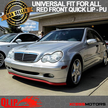 USパーツ フィットベンツフロントバンパーリップPUスプリッタークイックリップチンEZインストール - 100インチレッド Fit Benz Front Bumper Lip PU Splitter Quick Lip Chin EZ Install - 100 Inch Red