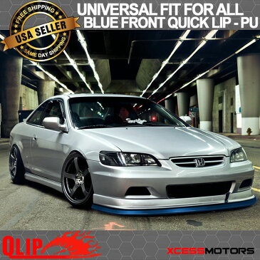 USパーツ ホンダフロントバンパーリップPUスプリッタークイックリップチンEZインストール - 100インチブルー Honda Front Bumper Lip PU Splitter Quick Lip Chin EZ Install - 100 Inch Blue