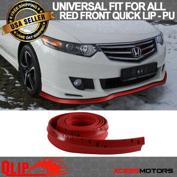 USパーツ ホンダフロントバンパーリップPUスプリッタークイックリップチンEZインストール - 100インチレッド Honda Front Bumper Lip PU Splitter Quick Lip Chin EZ Install - 100 Inch Red