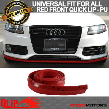 USパーツ フィットアウディフロントバンパーリップPUスプリッタークイックリップチンEZインストール - 100インチレッド Fit Audi Front Bumper Lip PU Splitter Quick Lip Chin EZ Install - 100 Inch Red