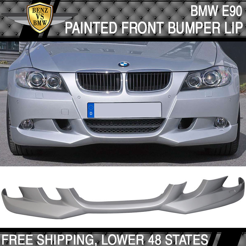 USパーツ 05-08 E90 3シリーズACスタイルフロントバンパーリップ塗装チタンシルバーメタリック 05-08 E90 3-Series AC Style Front Bumper Lip Painted Titanium Silver Metallic