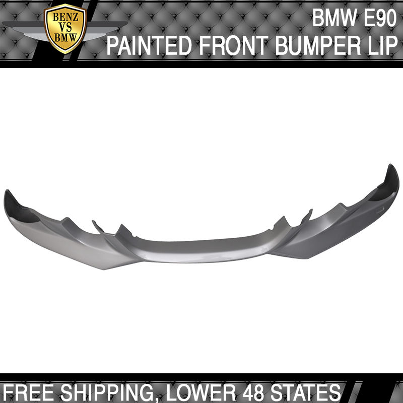 USパーツ 05-08 E90 3シリーズACスタイルフロントバンパーリップ塗装チタンシルバーメタリック 05-08 E90 3-Series AC Style Front Bumper Lip Painted Titanium Silver Metallic