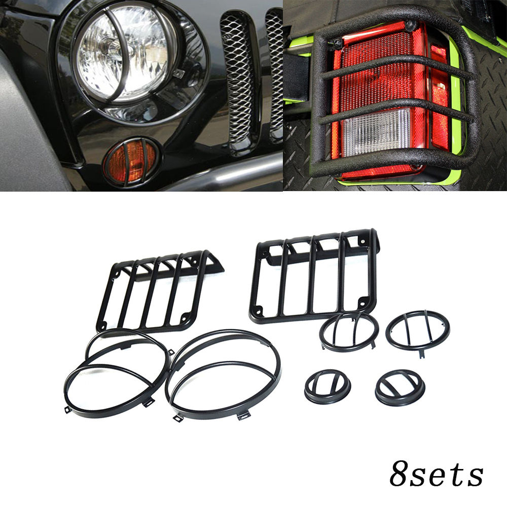 予約販売品 Us ライトガード プロテクター 07 16ジープラングラーjkブラックライトガードカバーキット8セットリアフロントヘッドライト 07 16 Jeep Wrangler Jk Black Light Guard Covers Kit 8 Sets Rear Front Headlights 海外最新 Www Lgbthistorymonth Com