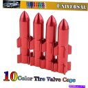 rear wheel tire cover 4PCSレッドカーバイクタイヤバルブステムキャップユニバーサルロケットエアカバータイヤリムホイール 4pcs Red...