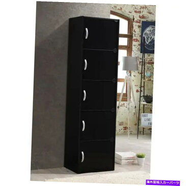 ガルウィング 家とオフィスの本の棚のための黒い木製本棚5ドア付きの棚5 Black Wooden Bookcases For Home And Office Book Shelves 5 Shelf With Doors Small