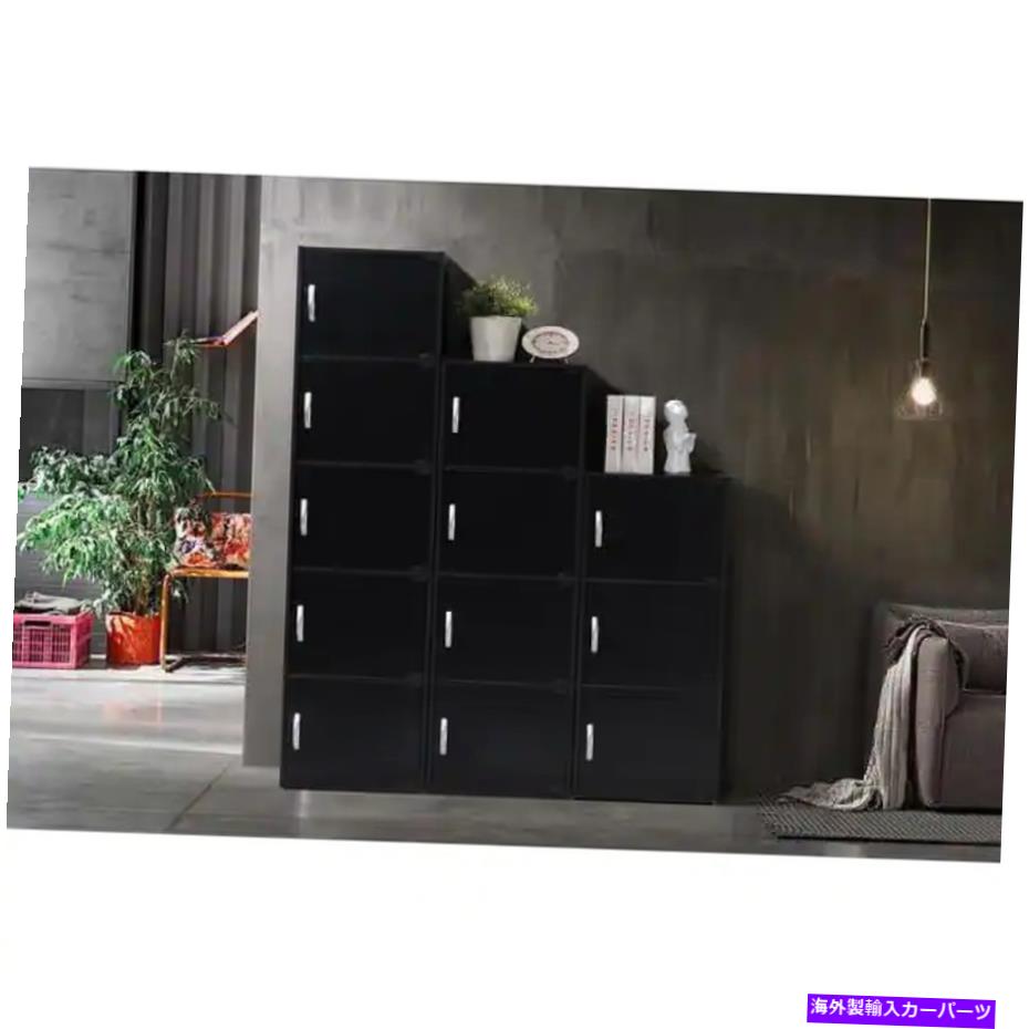 ガルウィング 家とオフィスの本の棚のための黒い木製本棚5ドア付きの棚5 Black Wooden Bookcases For Home And Office Book Shelves 5 Shelf With Doors Small