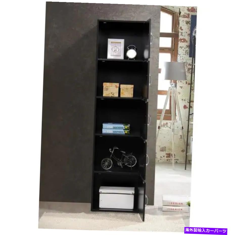 ガルウィング 家とオフィスの本の棚のための黒い木製本棚5ドア付きの棚5 Black Wooden Bookcases For Home And Office Book Shelves 5 Shelf With Doors Small
