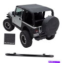 幌 1997-2006ジープラングラーサファリ拡張ビキニトップ&ウィンドシールドチャンネルブラック 1997-2006 Jeep Wrangler Safari Extended Bikini Top & Windshield Channel Black