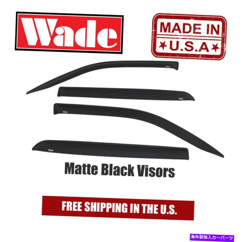 ウィンドウバイザー マットブラックウィンドディフレクターテープオンテープオンシボレーコロラドクルーキャブ2015-2020 Matte Black Wind Deflectors Tape-on Fits Chevy Colorado Crew Cab 2015-2020