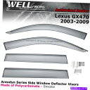 ウィンドウバイザー Wellvisors Lexus GX470 03-09ウィンドウバイザーのサイドクリップブラック WELLvisors Lexus GX470 03-09 Side Clip on Window Visors Black