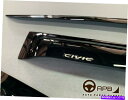 ウィンドウバイザー ホンダシビック16-19セダンロゴウィンドウバイザーガードベントデフレクター For Honda Civic 16-19 Sedan Logo Window Visor Guard Vent Deflector(2)