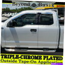 ウィンドウバイザー 2015-16 2017 2018 2018 2019 2020 2021 FORD F150 EXT/SUPERCAB CHROME DOOR VENT VIDERS 2015-16 2017 2018 2019 2020 2021 Ford F150 Ext/SuperCab Chrome Door Vent Visors(2)