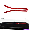 フォグライト 2PCSレッドカーボンファイバーテールリアフォグライトカバーテスラモデル-X 2014-2019のためのトリム 2Pcs Red Carbon F...