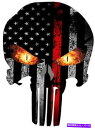 アイライン パニッシャー薄い赤い線アメリカ旗頭蓋 PUNISHER THIN RED LINE AMERICAN FLAG SKULL FLAMING EYES DECAL REFLECTIVE STICKER