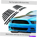 フォグライト 2013-2014フォードマスタングGTブラックフォグライトビレットグリルインサート Fits 2013-2014 Ford Mustang GT Black Fog Light Billet Grille Insert