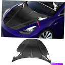 フードベントトリム テスラモデル3 2017-2022用のレアルカーボンファイバーフロントエンジンフードボンネットカバー Real Carbon Fiber Car Front Engine Hood Bonnet Cover For Tesla Model 3 2017-2022