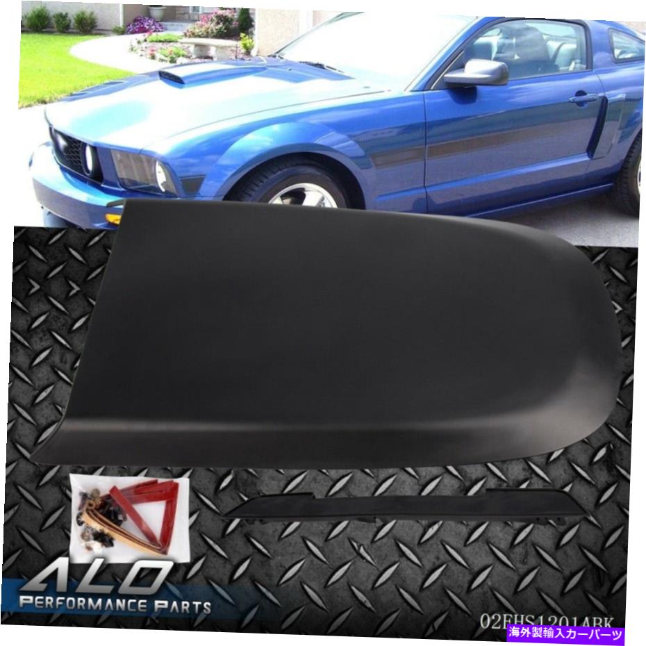 フードベントトリム フォードマスタングGT V8 2005-09にフィットするブラックフロントレーシングスタイルのエアベントフードスクープ Black Front Racing Style Air Vent Hood Scoop Fit For Ford Mustang GT V8 2005-09