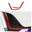 フォグライト DXレッドカーボンファイバーフロントフォグライトランプストリップキャデラックCT5 2020-2022のためのトリム DX Red Carbon ...