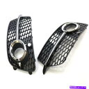 フォグライト 2013-2017 Audi Q5 Sport S-Lineのペアフロントフォグライトグリルグリルカバー A Pair Front Fog Light Grill Grille Cover For 2013-2017 Audi Q5 Sport S-Line(2)