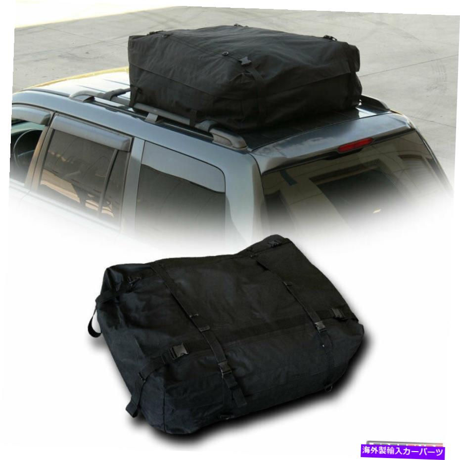 ルーフキャリア 黒い防水雨プルーフルーフトップカーゴラックキャリアバッグストレージw/ストラップS24 Black Waterproof Rainproof Roof Top Cargo Rack Carrier Bag Storage w/Straps S24