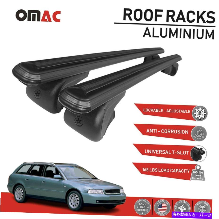 롼եꥢ 롼եåСǥA4Хb5 1996-2001Τβʪꥢ֥å Roof Rack Cross Bars Luggage Carrier Black for Audi A4 Avant B5 1996-2001