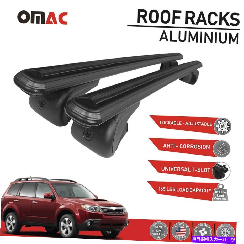 ルーフキャリア ルーフラッククロスバー荷物キャリアブラックセットスバルフォレスター2009-2013 Roof Rack Cross Bars Luggage Carrier Black Set for Subaru Forester 2009-2013