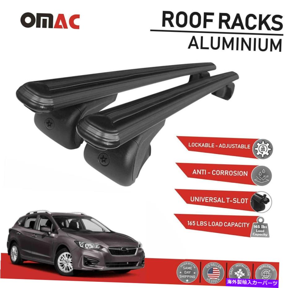 ルーフキャリア ルーフラッククロスバー荷物キャリアアルミニウムブラックフィットスバルインプレッサ2017-2021 Roof Rack Cross Bar Luggage Carrier Aluminum Black Fits Subaru Impreza 2017-2021