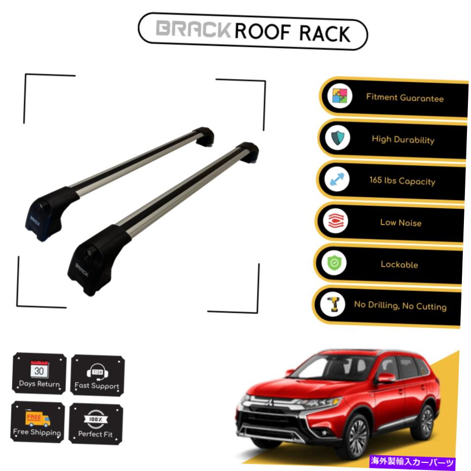 ルーフキャリア 三菱アウトランダーのためのブラックルーフラック荷物キャリアクロスバー18-アップシルバー BRACK Roof Rack Luggage Carrier Cross Bar For Mitsubishi Outlander 18-Up Silver