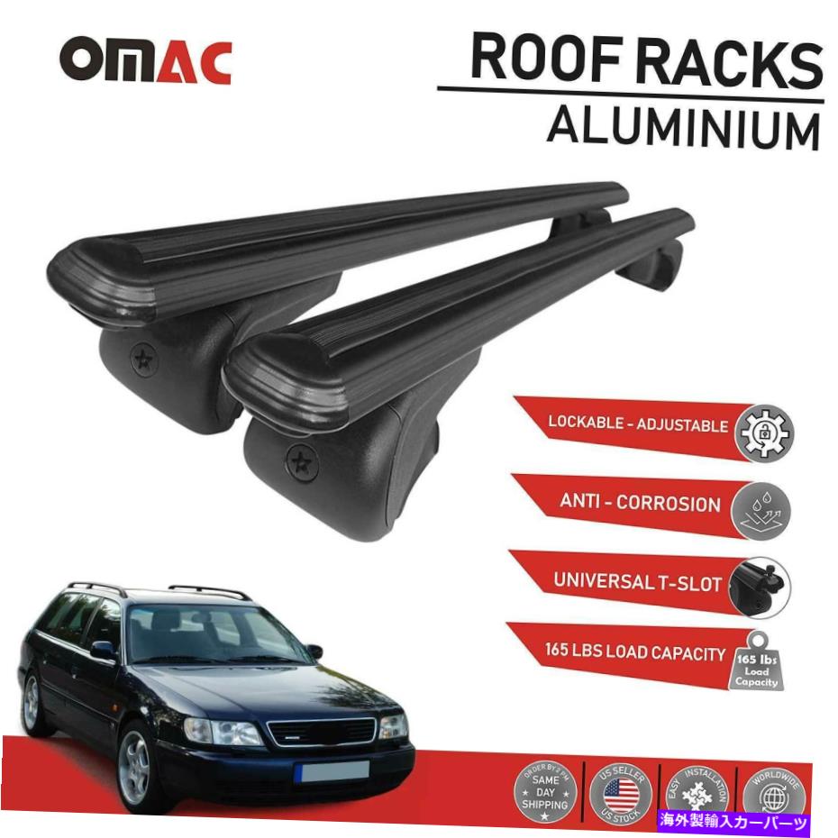 롼եꥢ 롼եåСǥA6Хb5 1995-1997Τβʪꥢ֥å Roof Rack Cross Bars Luggage Carrier Black for Audi A6 Avant B5 1995-1997