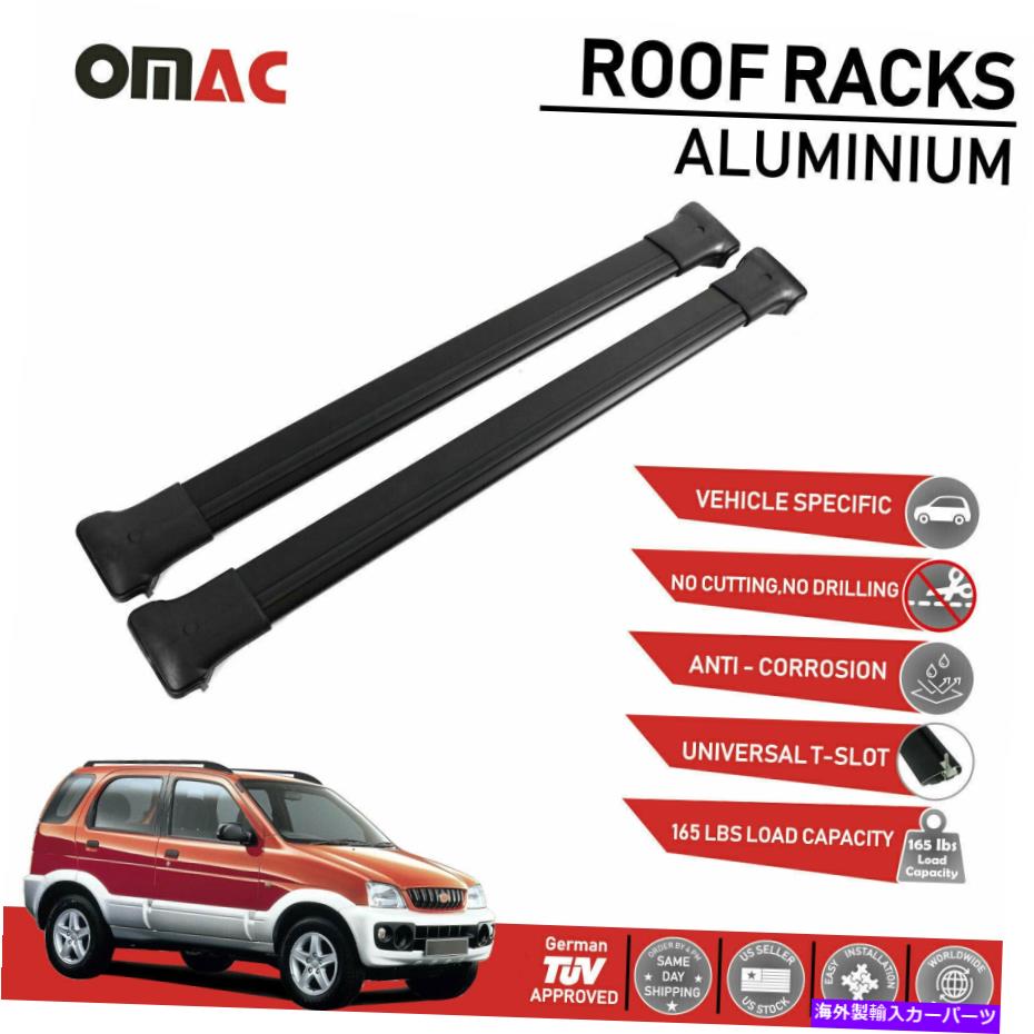 ルーフキャリア ダイハツのためのルーフラッククロスバー荷物キャリアブラック1999-2005 Roof Rack Cross Bars Luggage Carrier Black for Daihatsu Terios 1999-2005