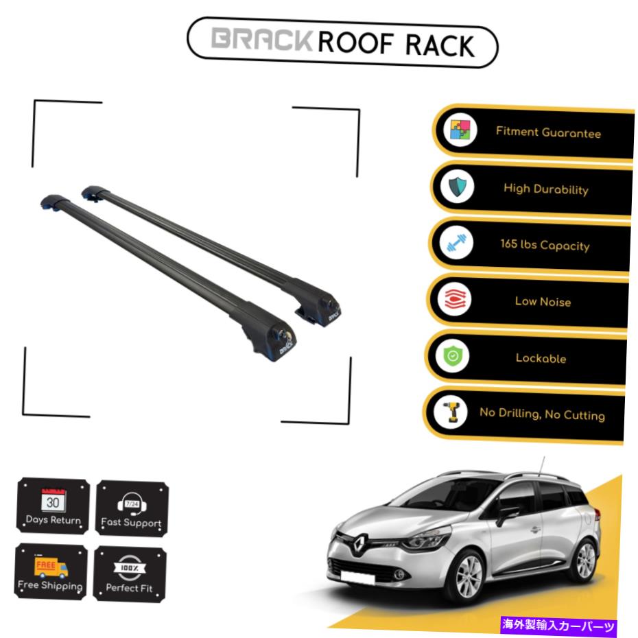 ルーフキャリア ブラックルーフラック荷物荷物キャリアクロスバールノークリオ4 SW 12→UP BLACK BRACK Roof Rack Luggage Carrier Cross Bars For Renault Clio 4 Sw 12 → Up Black