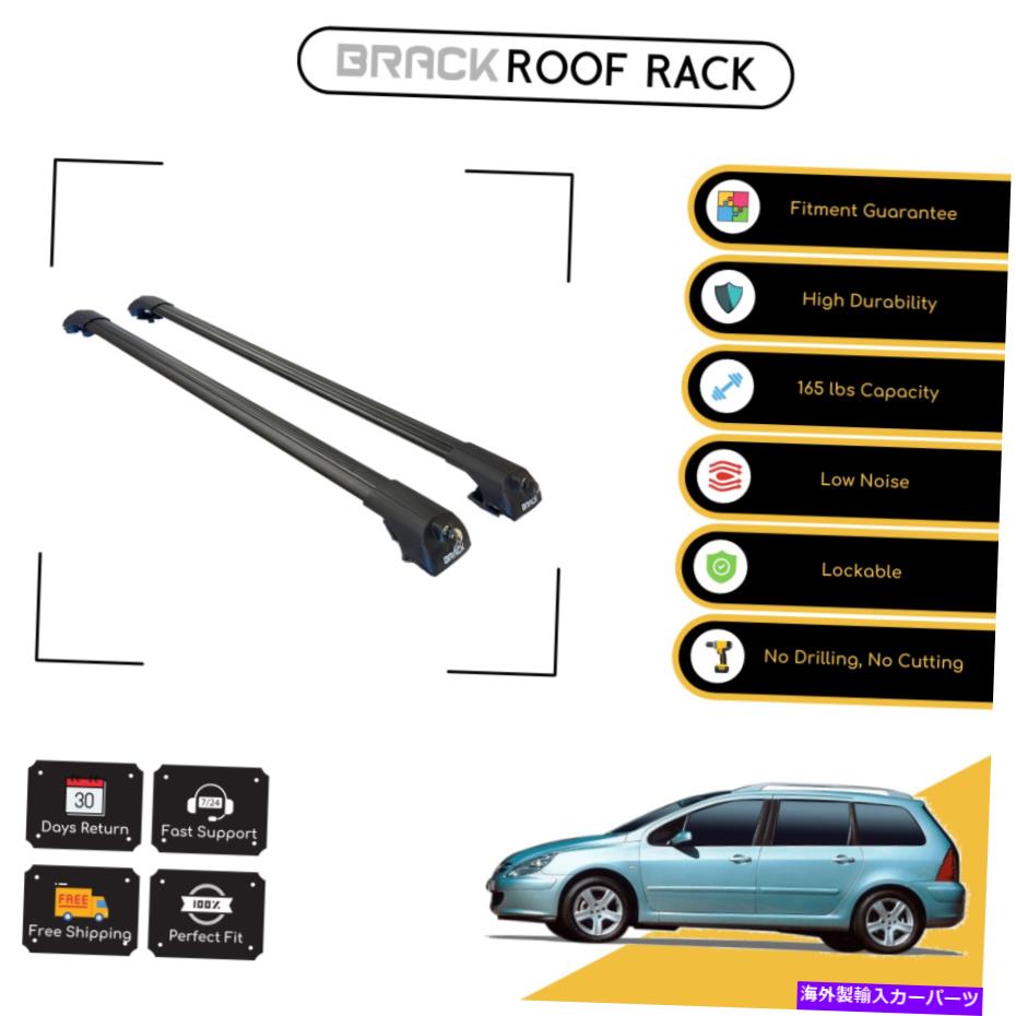 ルーフキャリア ブラックルーフラック荷物キャリアプジョー307 SW 2002-2004ブラック用クロスバー BRACK Roof Rack Luggage Carrier Cross Bars For Peugeot 307 Sw 2002 - 2004 Black