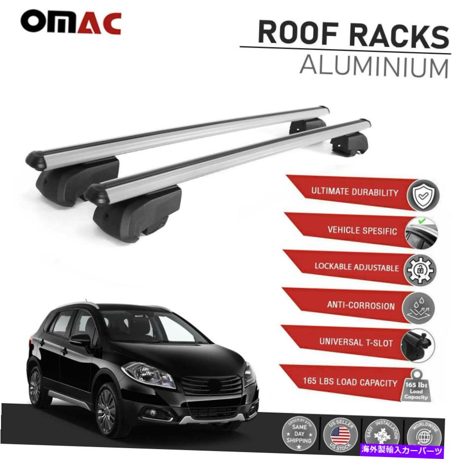 ルーフキャリア Suzuki SX-4 2013-2021用のシルバールーフレールラックAlu Cross Bars荷物キャリア Silver Roof Rail Rack Alu Cross Bars Luggage Carrier For Suzuki SX-4 2013-2021
