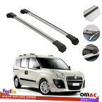 ルーフキャリア フィアット・ドブロ2010-2022ルーフラッククロスバー荷物キャリアシルバー Fits Fiat Doblo 2010-2022 Roof Rack Cross Bars Luggage Carrier Silver