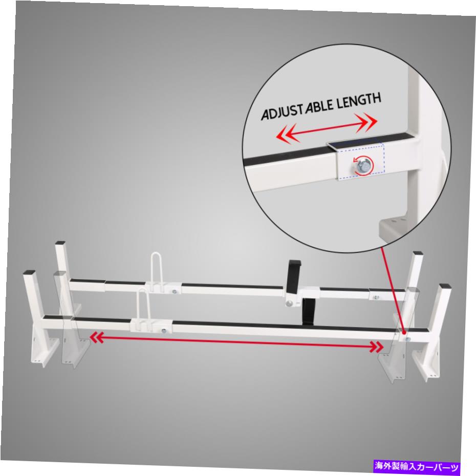ルーフキャリア ラダールーフラックシボレーエクスプレスフルサイズバン2バー1996-on用のスチールラック Ladder Roof Racks Steel WHITE Rack For Chevy Express Fullsize Van 2 bar 1996-On