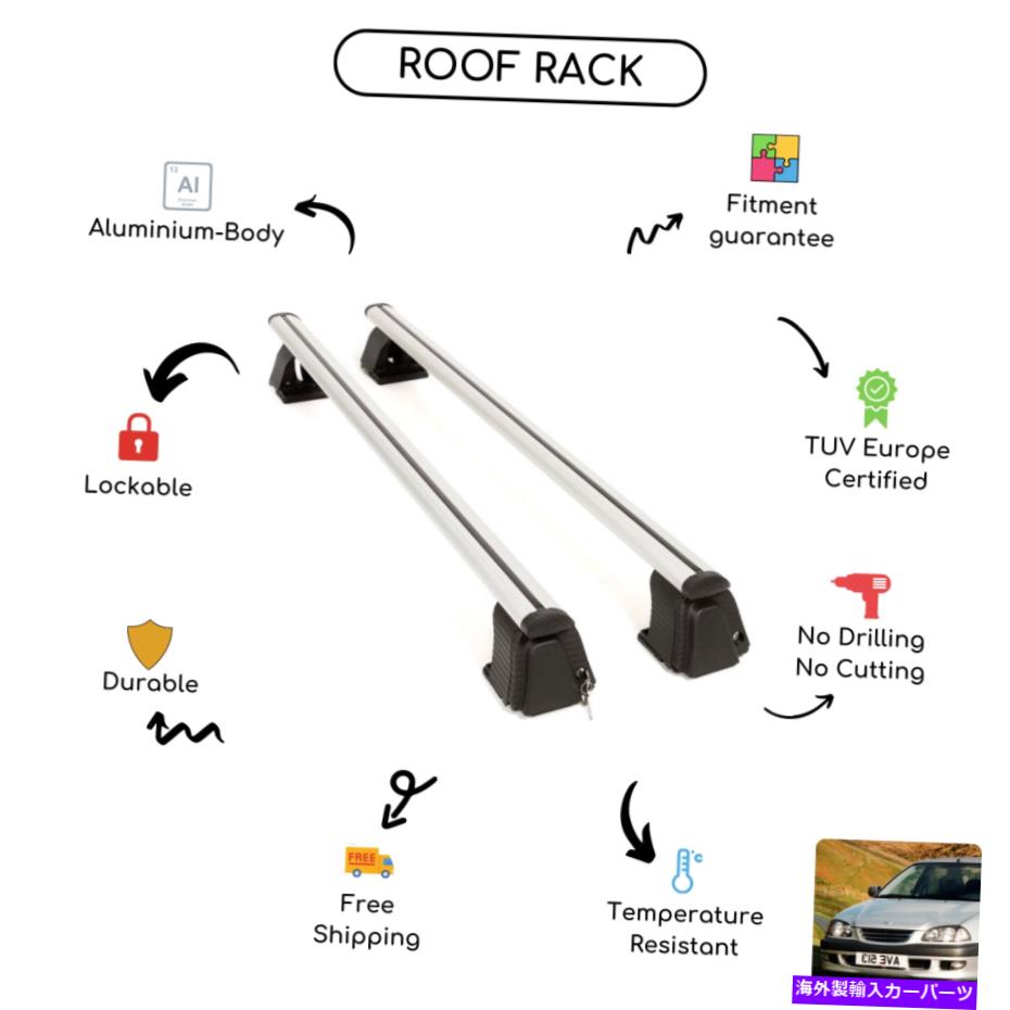 ルーフキャリア トヨタアヴェンシスIセダン1998-2002に設定された裸のルーフラッククロスバー Bare Roof Rack Cross Bars Set for Toyota Avensis I Sedan 1998 - 2002