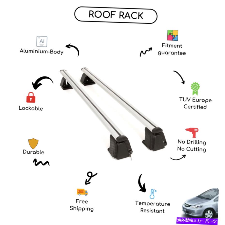 ルーフキャリア ホンダシティセダン2003に設定された裸のルーフラッククロスバー - アップ Bare Roof Rack Cross Bars Set for Honda City Sedan 2003 - Up