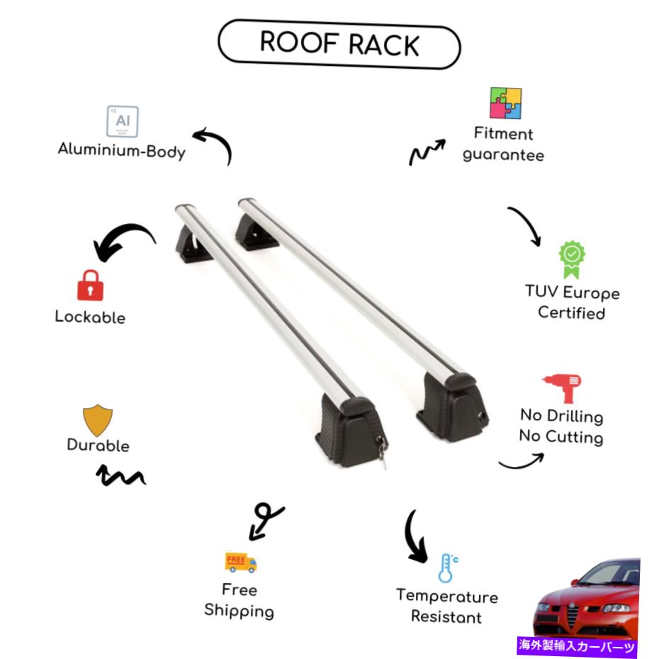 ルーフキャリア Alfa Romeo 147 Hatchback 2001-2003に設定された裸のルーフラッククロスバー Bare Roof Rack Cross Bars Set for Alfa Romeo 147 Hatchback 2001 - 2003