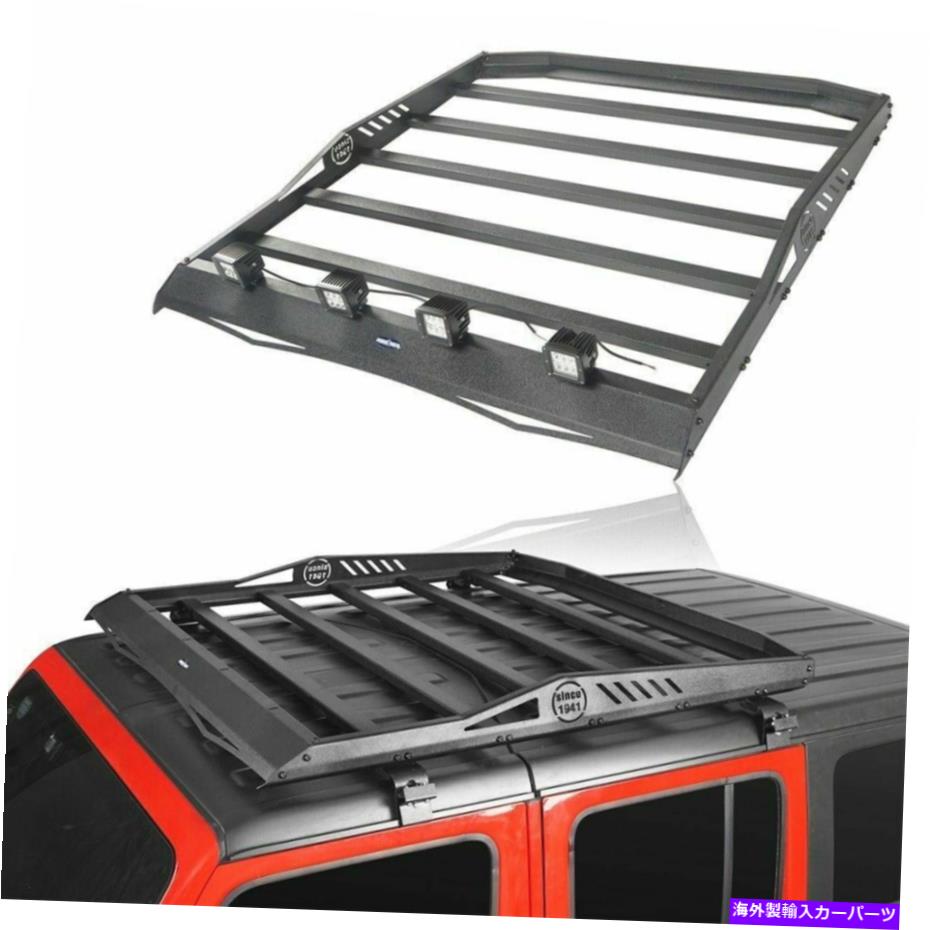 ルーフキャリア フィット18-22ジープラングラー/グラディエーターJL JLフロントルーフラック荷物キャリア Fit 18-22 Jeep Wrangler/Gladiator JL JT Front Roof Rack Luggage Carrier w/ Light