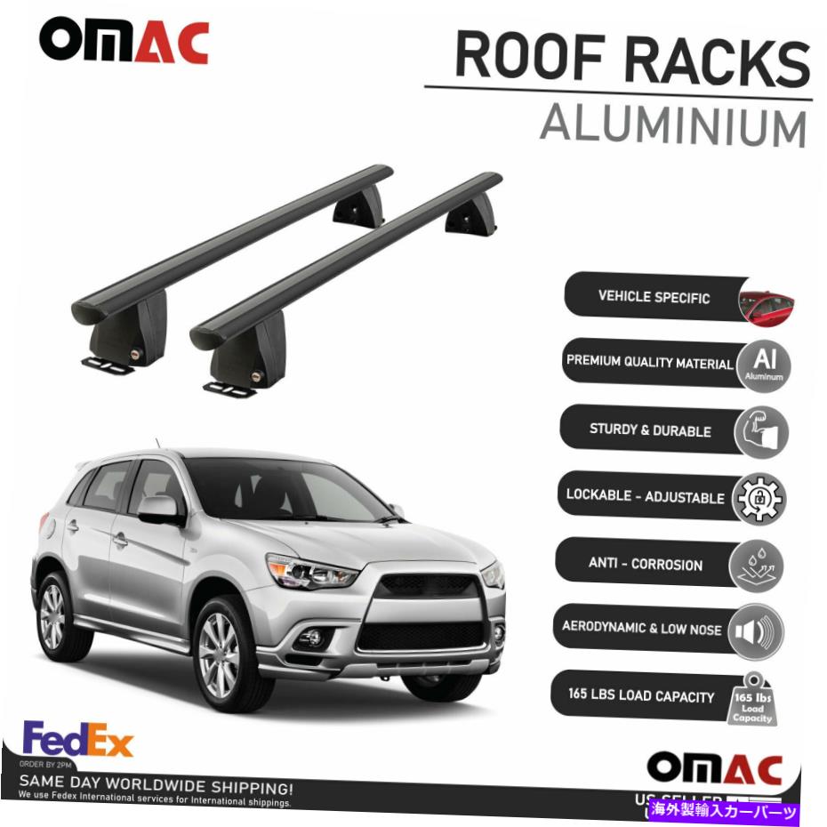 ルーフキャリア Mitsubishi Outlander Sport 2011-2021固定ポイントルーフラッククロスバーブラックに Fits Mitsubishi Outlander Sport 2011-2021 Fixed Point Roof Rack Cross Bar Black