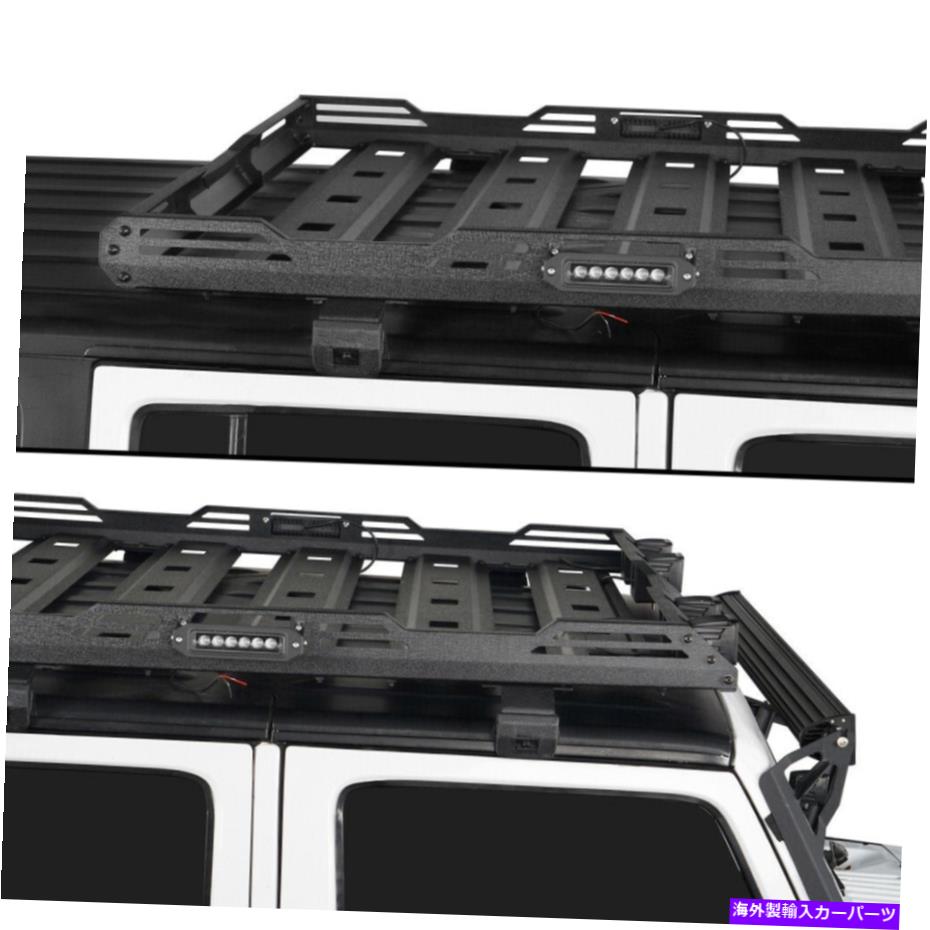 ルーフキャリア スチールフロントルーフラックカーゴバスケット付きLEDライトフィットジープラングラー2007-2018 JK STEEL FRONT ROOF RACK CARGO BASKET W/ LED LIGHTS FIT JEEP WRANGLER 2007-2018 JK